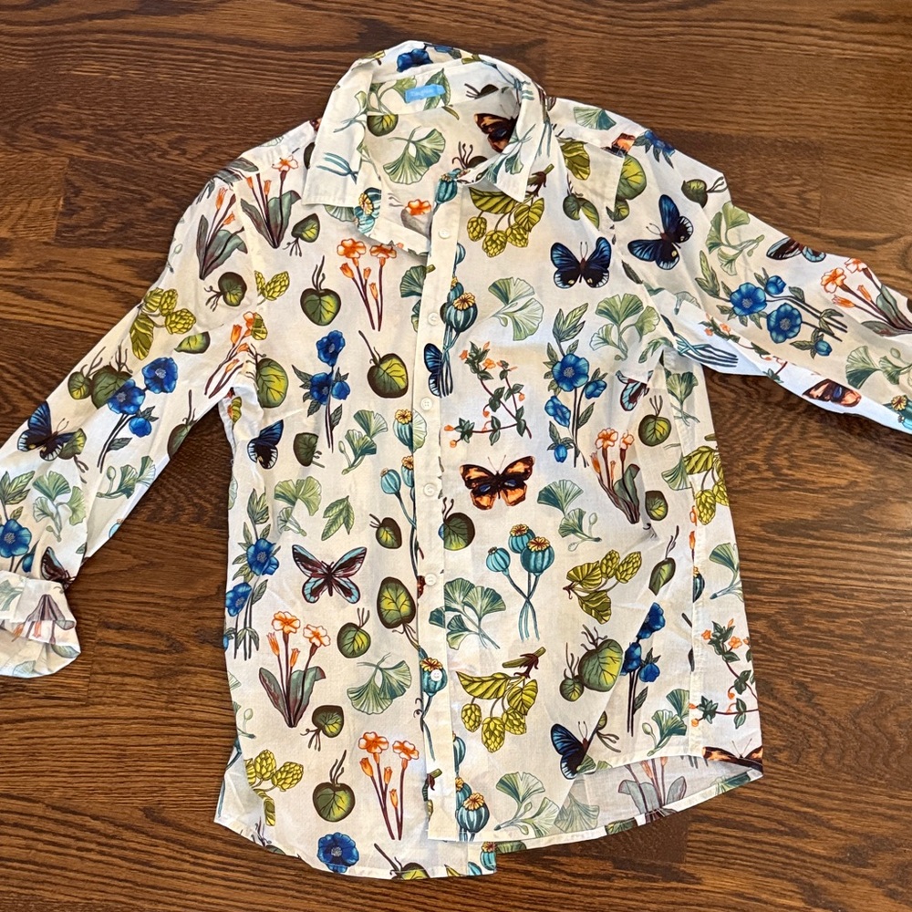 J McLaughlin Floral and Butterfly Print Blouse